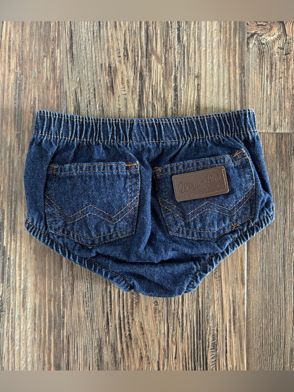 Wrangler Blue Denim Baby Diaper Cover 12 Months 11MWIPW Patch Button Western